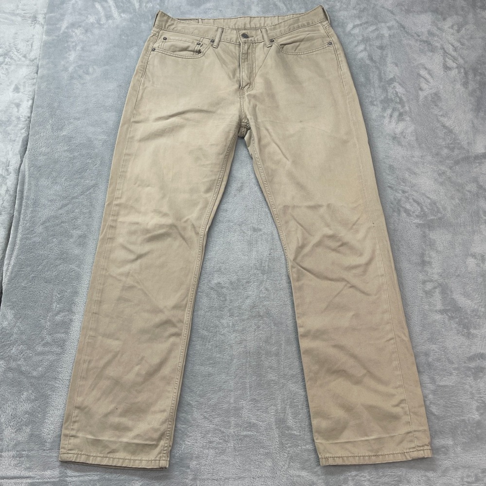 Levi's 514 Jeans Men 35x32 Beige Denim Stretch Streetwear White Tab Straight Leg